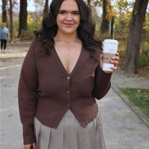 Abercrombie & Fitch Size XL Chocolate Brown Cropped Cardigan